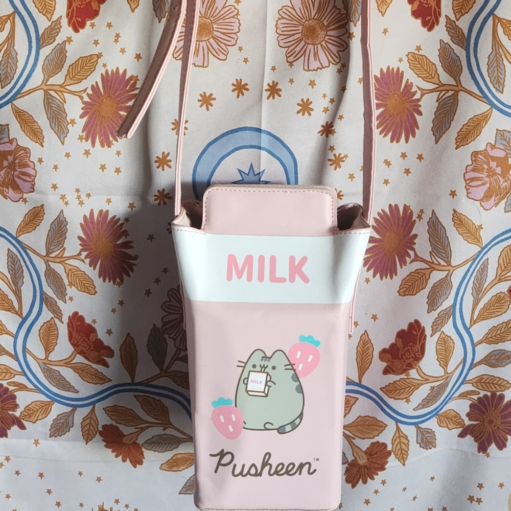 Pusheen Strawberry Milk Crossbody Bag